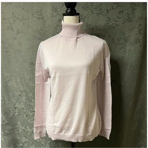 Cuyana Cotton Cashmere Silk Blush Rose Turtleneck Sweater SM EUC